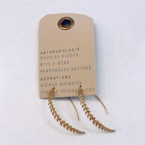 Anthropologie gold leaf sparkling earrings